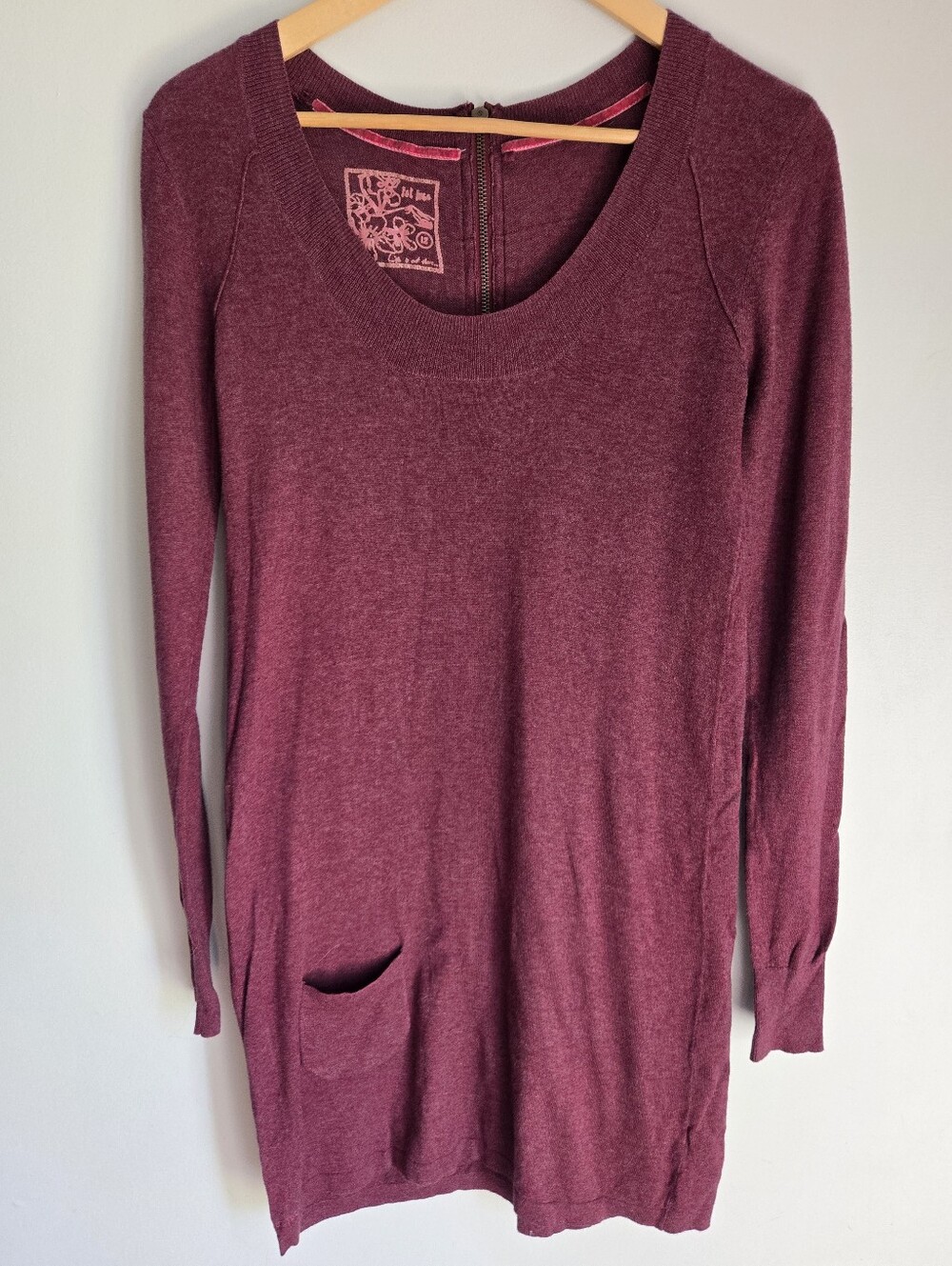 FAT FACE cotton knit sweater dress In Raspberry-plum